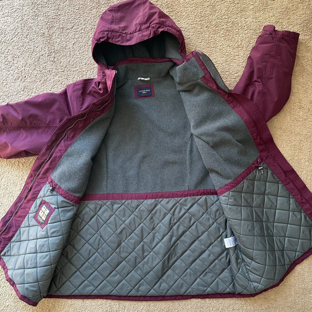 Lands End Jacket Womens 3X 24W-26W Squall Full Zip Hood Parka Nylon Waterproof - Picture 3 of 14